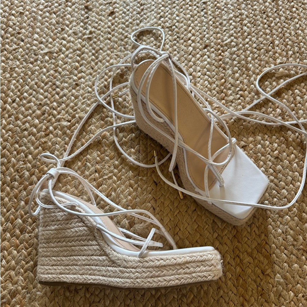 White Espadrille Wedge Sandals